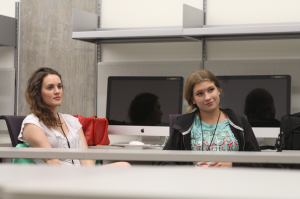 High school journalism students listen to their instructor during AIPAs summer workshop.